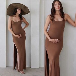 Bumpsuit Rosie Maternity Dress in Mocha S